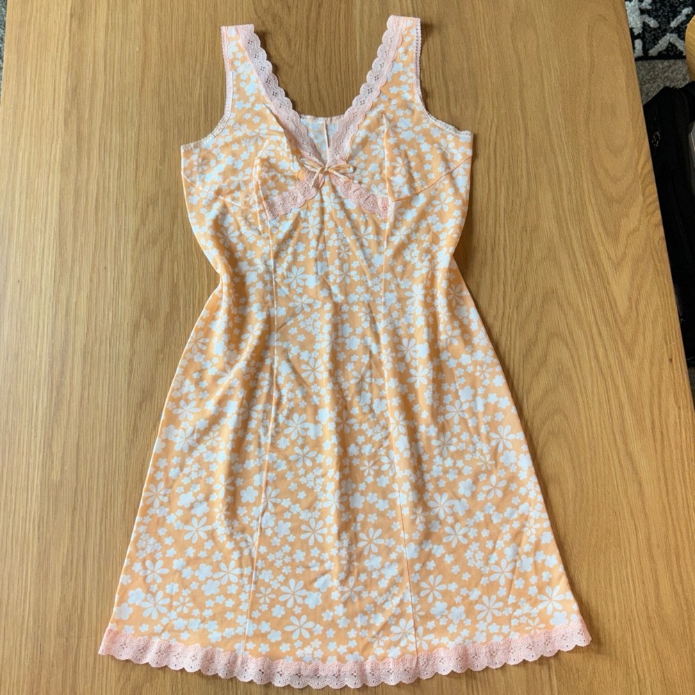 Vintage sheer orange midi dress